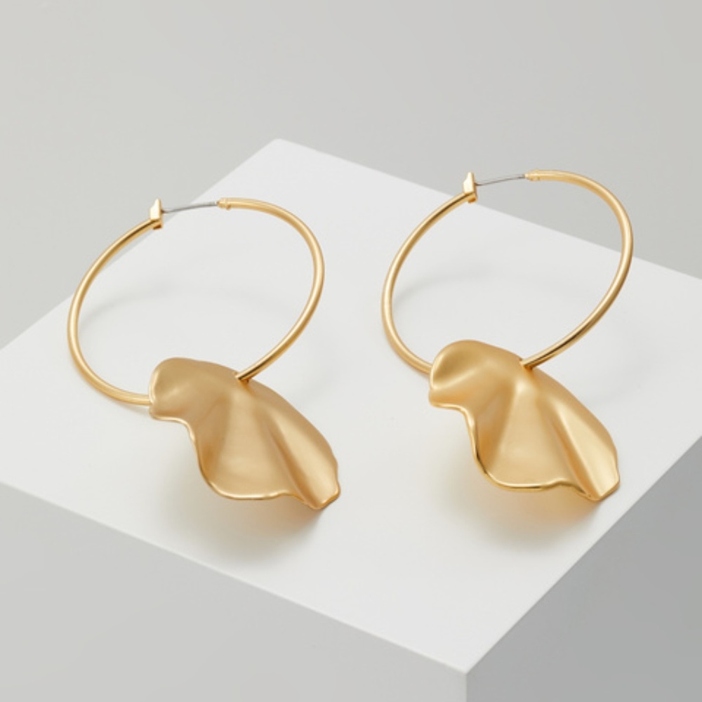 J. Crew Shell Hoop Brushed Gold Earrings